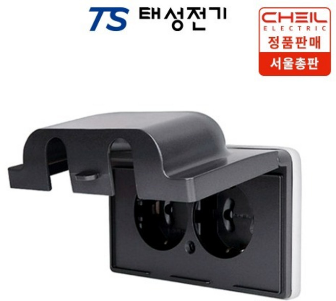 제일전기 디아트 메탈그레이 방우형 가로 2구 콘센트, 1개