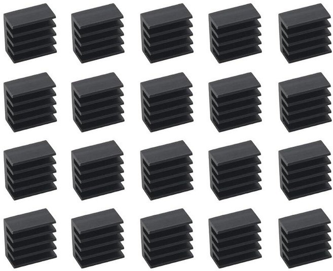 JianLing 20피스 9x9x5mm 소형 미니 방열판 알루미늄 압출 방열판 양극 산화 블랙 전압 조절기 모듈 주파수 변환기 및 스테퍼 드라이버용 접착 뒷면 포함 148361, JianLing 20피스 9x9x5mm 소형 미니 방열