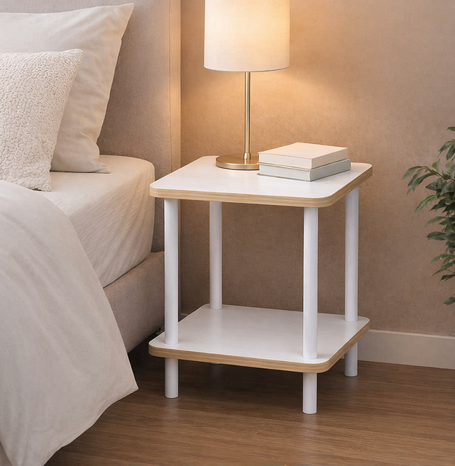 라온프리 사각 미니 침대 협탁, 화이트, 1개