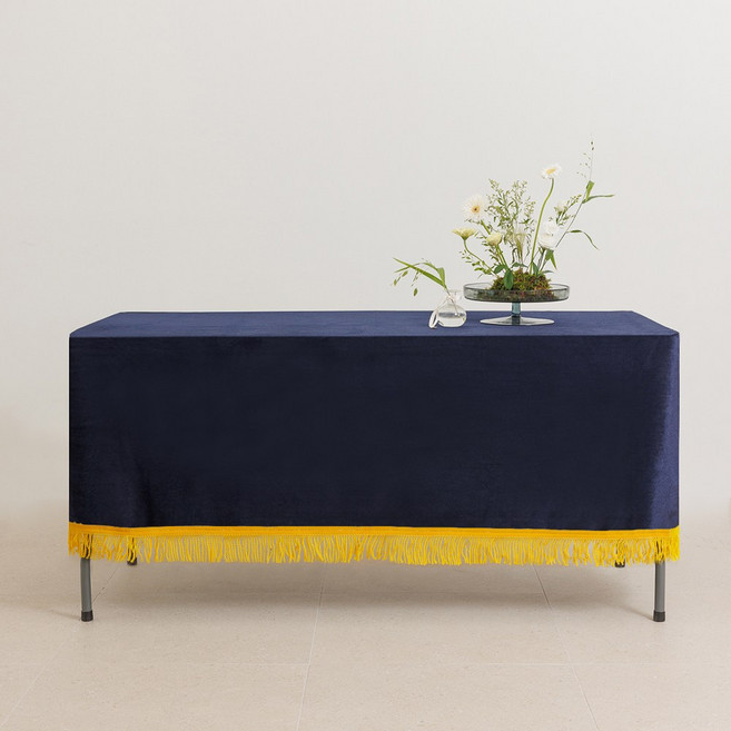 기업박람회 학교 졸업식 입학식 벨벳수실테이블보, 일자수실(110x170), 다크네이비, 1개