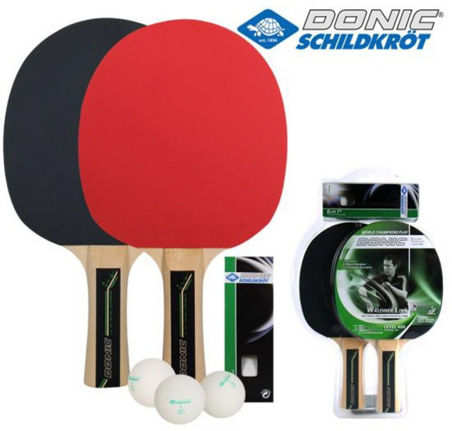 Donic 도닉 WALDNER 400 탁구라켓 ITTF 인증 중급자 입문자용 경기 연습용 라켓 탁구채 (2개) + 탁구공 (3개), 1세트