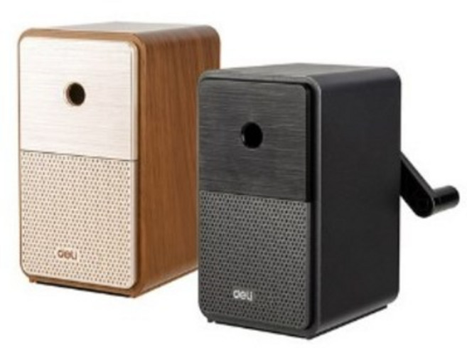 델리 레트로 스피커 모양 5단 심조절 회전식 연필깎이, 브라운, 5개