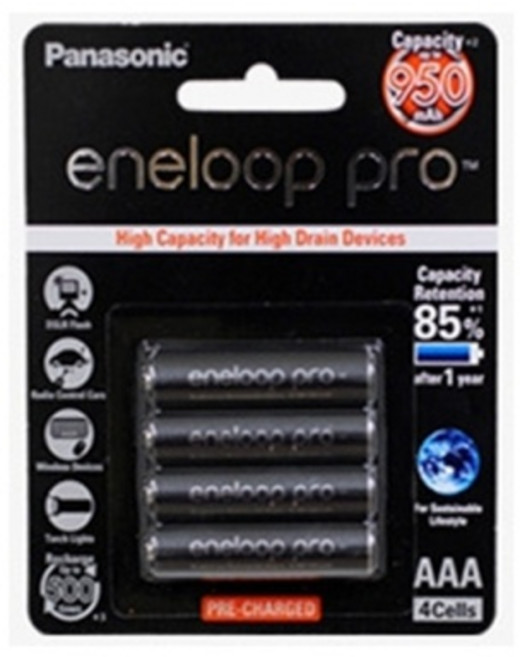 [파나소닉] [충전지] Eneloop Pro 에네루프 프로 [950mAh/AAA형/4알], 4개입, 1개