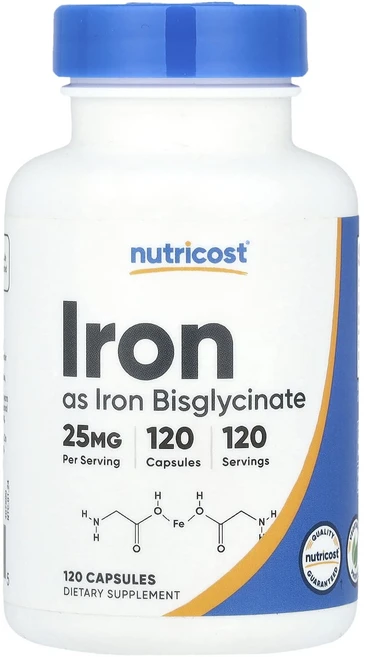 Nutricost 철분 25mg 캡슐 120정, 1개 - 쿠팡