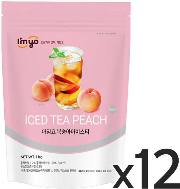 아임요 복숭아 아이스티, 1kg, 1개입, 12개