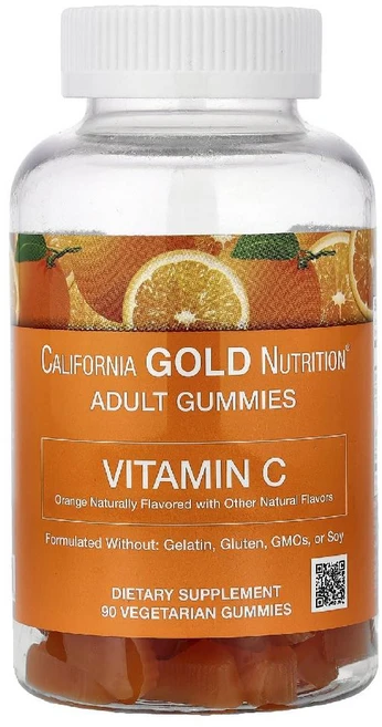 California Gold Nutrition 비타민C 아스코르브산 구미젤리 비타민A 함유 식물성 90개, 1개 - 쿠팡