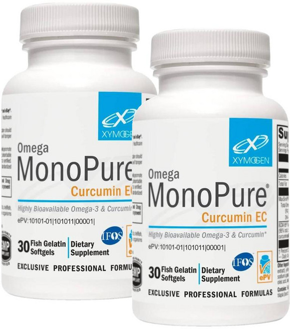 자이모겐 오메가 모노퓨어 커큐민 EC 피쉬오일 DHA EPA 소프트젤 XYMOGEN Omega MonoPure Curcumin EC, 2개, 30정
