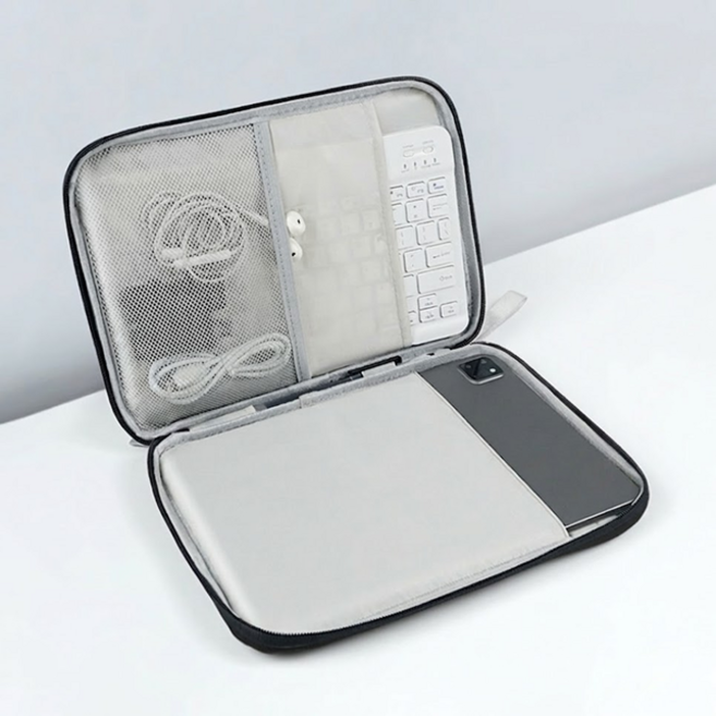 지니원 충격방지 생활방수 슬림 태블릿파우치, 1개, 블랙