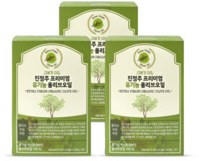 진정주 프리미엄 올리브오일(40포), 3개, 600ml