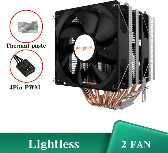 6히트파이프 CPU 공기 냉각기 PC 프로세서 라디에이터 Intel LGA 1366 115X 1200 X79 AM3 Ventilador, 01 CPU Cooler 2fan, 01 AMD-no bracket, 01 고정 컬러, 01 CPU Cooler 2fan