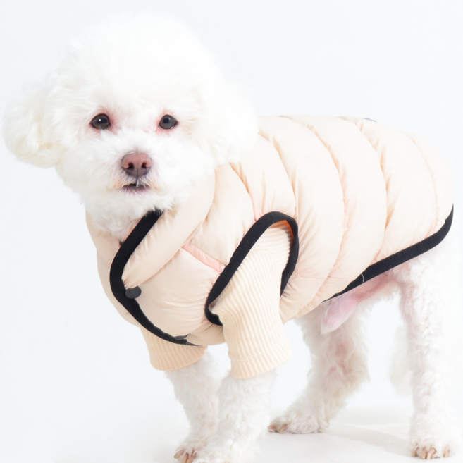 독스랩 강아지 패딩 조끼 양면 초경량 겨울옷, 1개, 아이보리/오렌지 (조끼형)