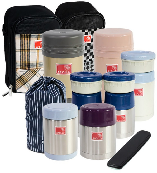 국산 아폴로 보온 도시락 6종 초고진공 스텐 죽통 밥통 보냉, 1개, 06-1810쌍둥이 도시락통