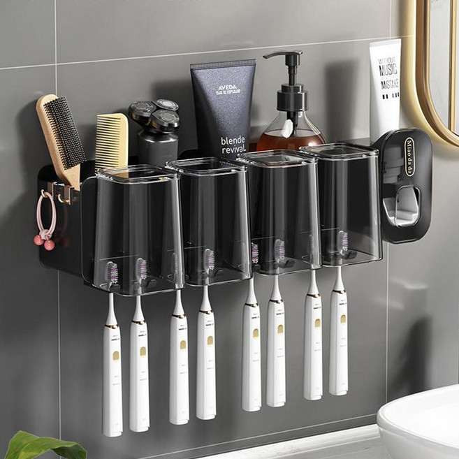 치약 짜개 양치컵 칫솔 면도기 치솔 걸이 거치대 꽂이, 본체+컵4p+짜개, 본상품선택, 1개