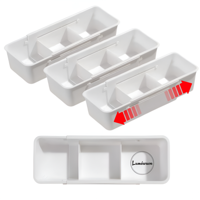 루미웨이브 길이조절 다용도 서랍 정리함, 4개, 클린화이트