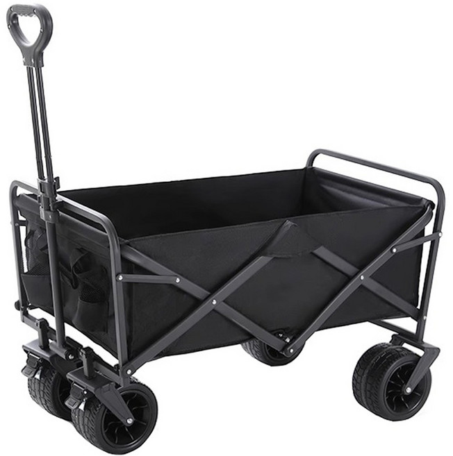 MANTU 탱크휠 접이식 아웃도어 캠핑 트레일러, 블랙, 1개
