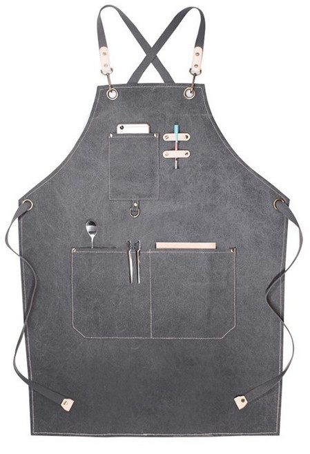 에쉬울프 빅사이즈 방수 데님 캔버스 앞치마, 1개, 다크그레이