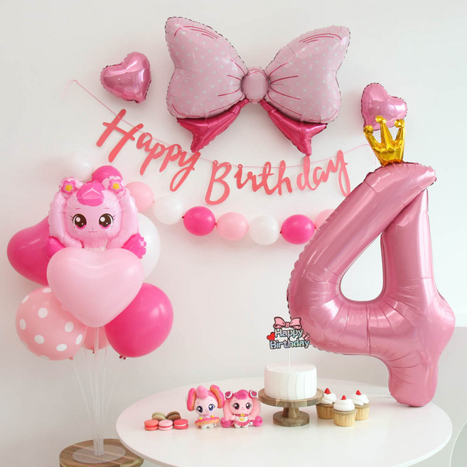 이벤트홀릭 캐치티니핑 하츄핑 풍선 생일파티세트, 숫자풍선 4