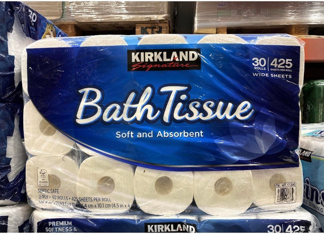 Kirkland Signature 科克蘭 捲筒衛生紙 425張 x 30捲 2-Ply 寬版衛生紙, 1個, 貨運宅配限1袋, 30