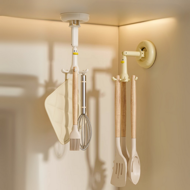 글로윅 강력 흡착식 회전 문어발 주방걸이, 2개, 화이트