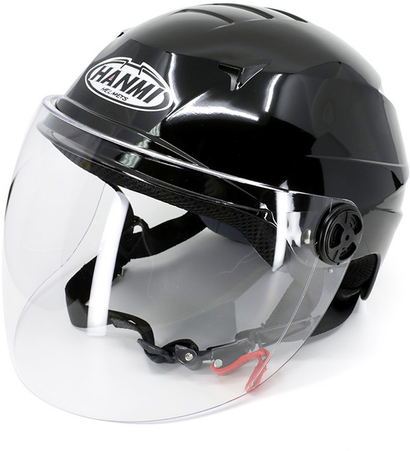 한미 뉴캐리반모 자전거 오토바이 반모 헬멧, 블랙