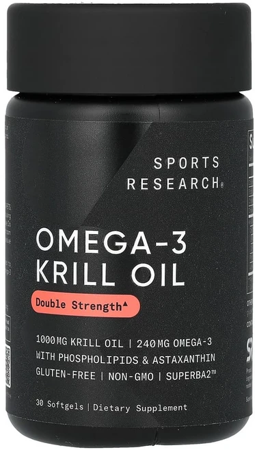 스포츠리서치 오메가3 크릴 오일 2배 강도 1000mg 소프트젤 30정, 1개 - 쿠팡