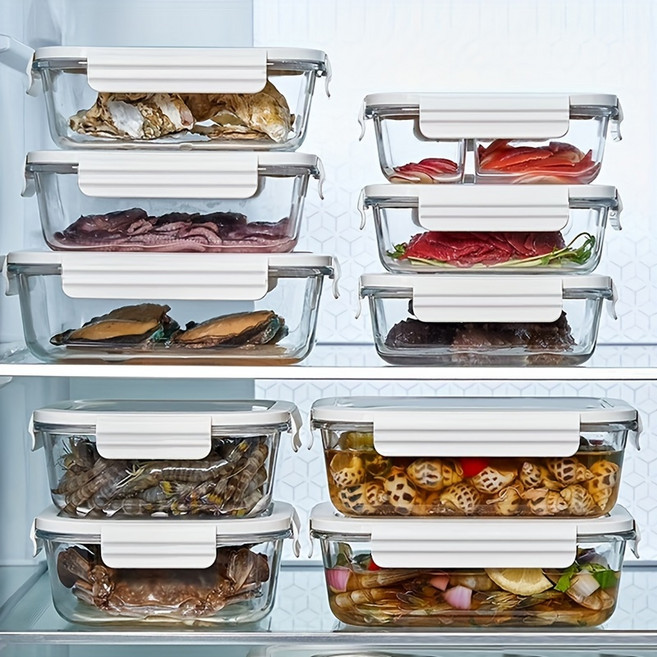 쿠코아 냉장고 정리용 다용도 식품 밀폐용기 10P 세트, 850ml(5개)+1400ml(5개), 1세트