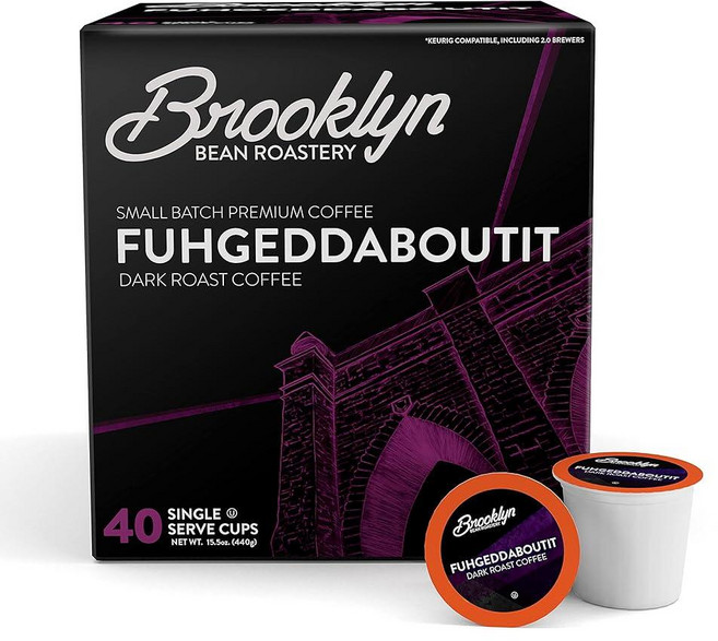 Brooklyn Beans 커피 포드 다양한 디카페인 버라이어티 팩 2.0 메이커를 포함한 Keurig K Cup 브루어와 호환 40개 애호가에게 적합 160222, 후게다부잇, 40 Count (Pack of 1)