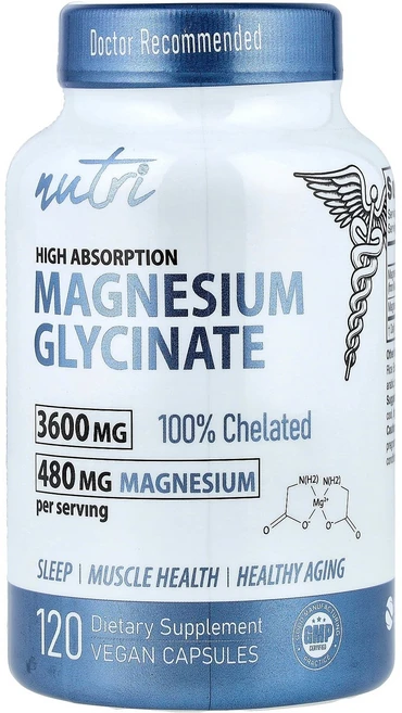 Nutri 글리신마그네슘 높은 흡수율 베지 캡슐 120정(캡슐당 900mg) Nutri (뉴트리), Nutri, 글리신마그네슘, 높은 흡수율, 베지 캡슐, 1개 - 쿠팡