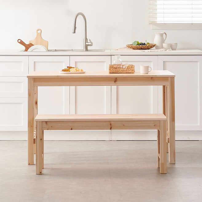 이사벨 원목 의자 벤치 1200x300 고무나무, 단품