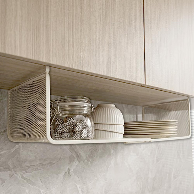 깔끔더하기 다용도 길이조절 슬라이딩 확장형 수납정리대 걸이형, 1개, 아이보리