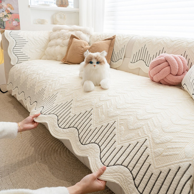 FEIFAN 순면 모던 사계절용 미끄럼방지 퀼팅 소파패드 4인용