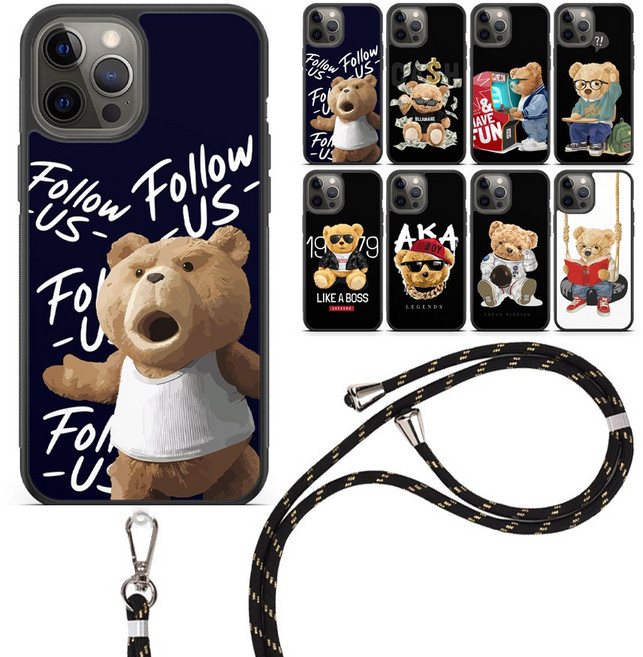 테디베어 곰돌이 스트랩 케이스 갤럭시 A3 A5 2016 2017 A6 2018 A7 2016 A7 2017 A7 2018