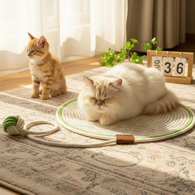 고양이 장난감 스크래처 매트 강아지 러그 카페트, 브라운