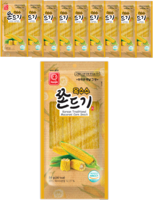 [푸드원스토어] 한진식품 추억의 옥수수 쫀드기, 10개, 84g