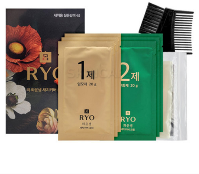 려 화윤생 새치커버크림 볼륨염색 4.0 짙은갈색 1개