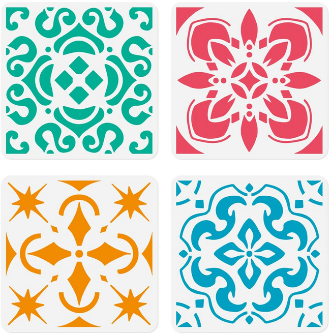 PET 리피트 페인팅 스텐실 무늬 테마 벽화 패턴 반복 패턴 장식 DIY, 플라워 552, 1개