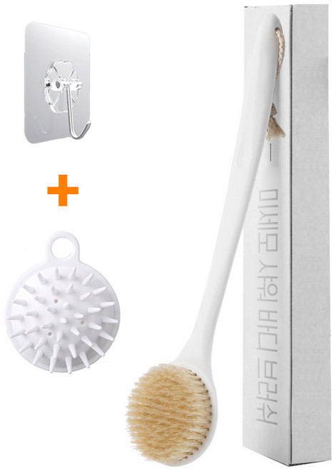 오일일 등드름 등밀이 커브형 바디브러쉬 2종세트, 화이트, 1개입, 1개