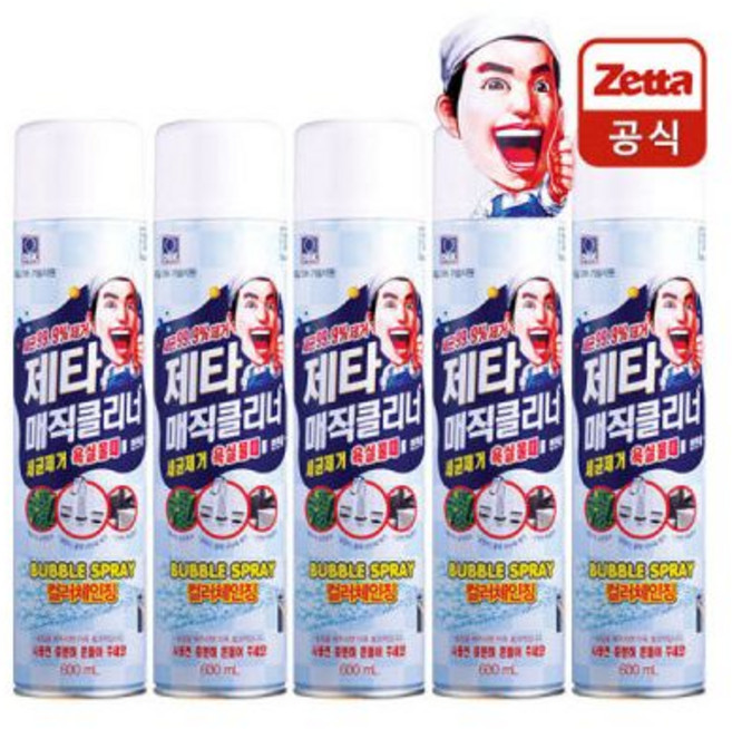 제타 매직클리너 에어졸 600mlx5 욕실청소 에어로졸, 600ml