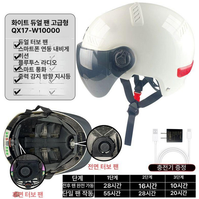 오토바이 여름 헬멧 선풍기헬멧하이바 소두, 화이트