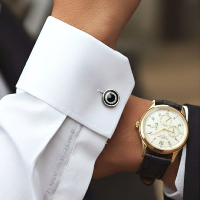 <슈트빨> 정장악세사리 오닉스큐빅 커프스버튼 선물용케이스증정