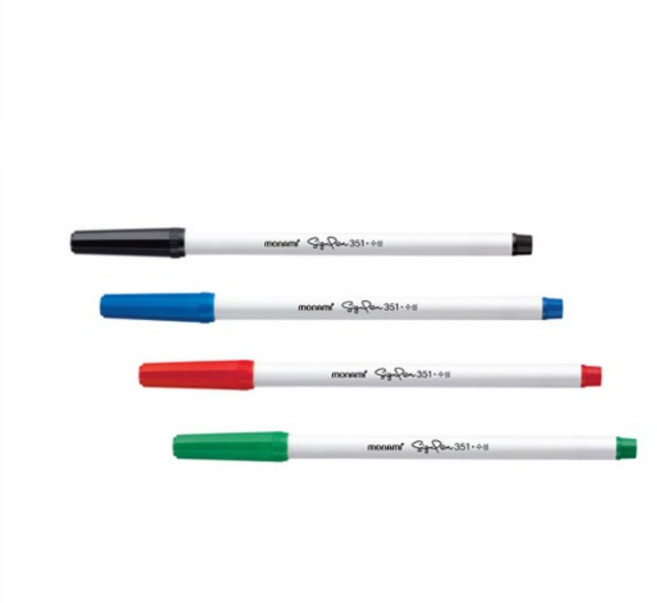 모나미 싸인펜 351 단색 12자루 1타, 녹색