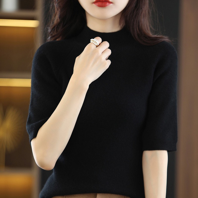 여성 빅사이즈 반목 반폴라 니트티