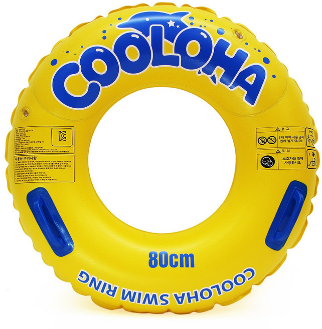 쿨로하 물놀이 원형 튜브 80cm, 옐로우