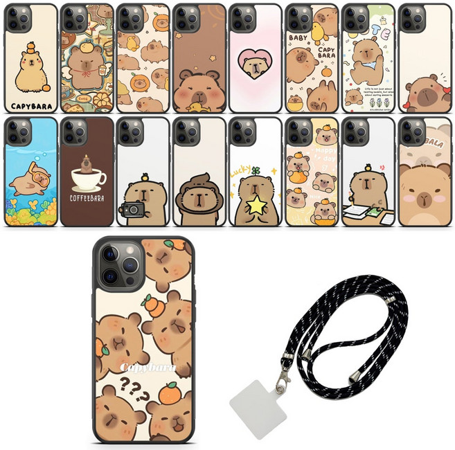 귀여운동물 카피바라 케이스+스트랩 갤럭시 아이폰 전기종 LG