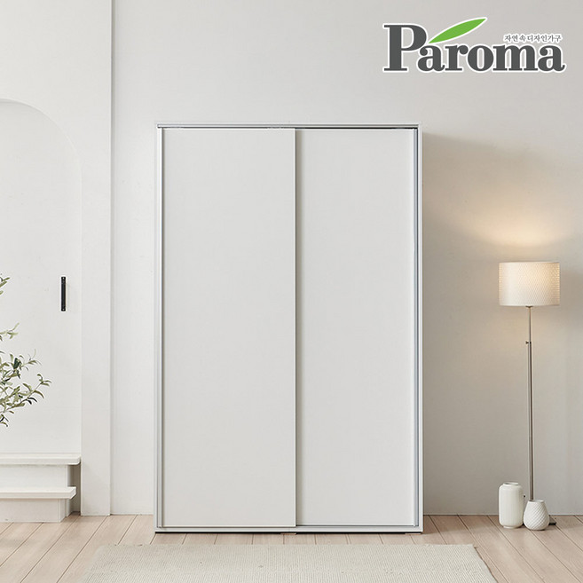 파로마 모닝 1100 키큰 행거형 슬라이딩 옷장 E0 자동댐핑도어 장농, 베이지/화이트, A형(이불장+400선반장)
