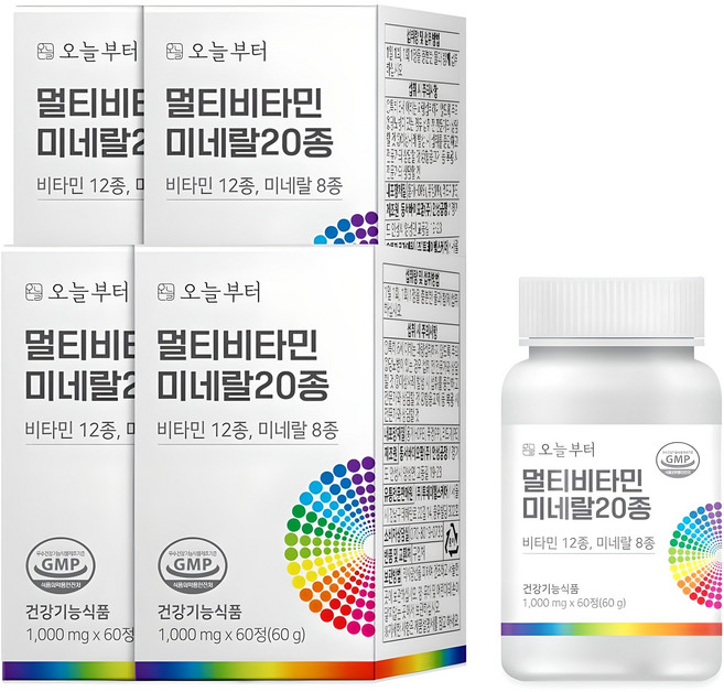 오늘부터 멀티비타민 미네랄20종, 60정, 4개