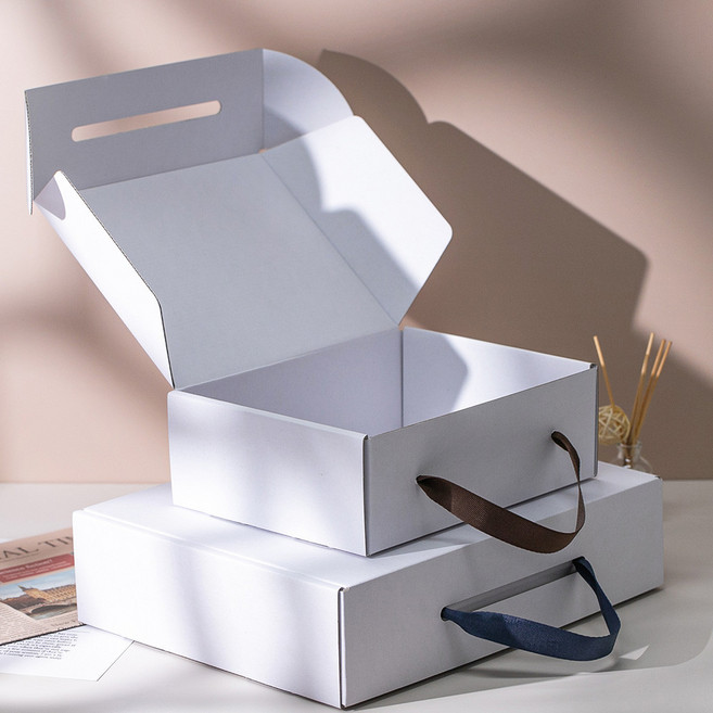 [와니유니] 끈손잡이 선물상자 다용도 기프트박스 가로 G형 C형 고급 선물포장장자 국내제작 낱장 묶음, 2BOQ_끈 화 24x18x8, 10개, 화이트