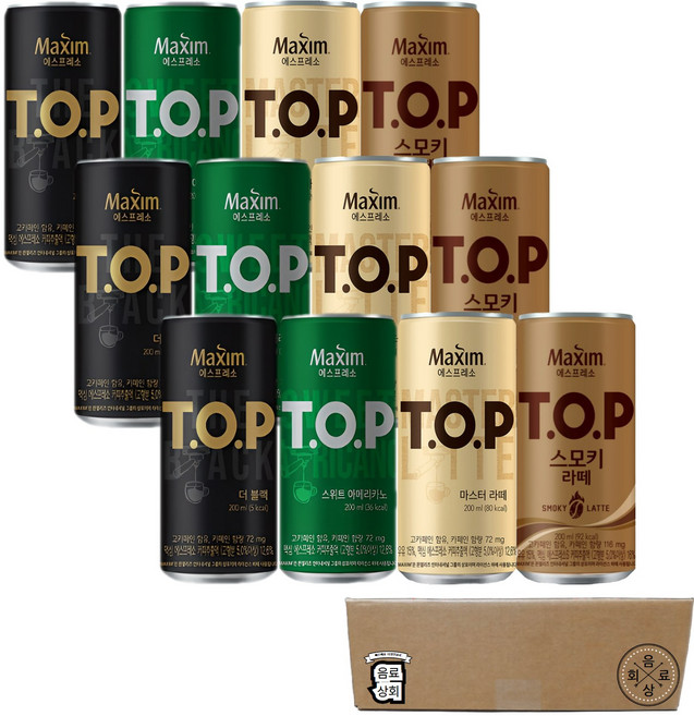 동서 티오피 캔커피 4종 3개씩(더블랙+마스터라떼+스위트아메리카노+스모키라떼), 12개, 200ml