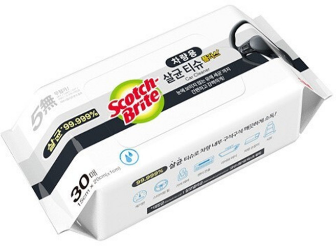 3M 스카치브라이트 차량용 살균티슈 30매 물티슈 세정, 1개, 1개입