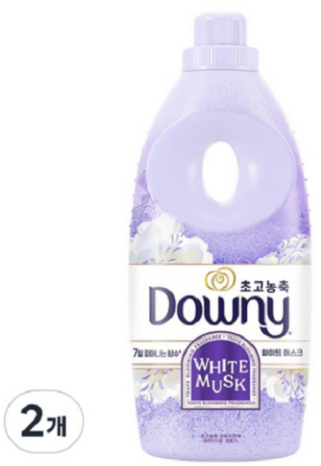 다우니 7일 피어나는 향수 초고농축 섬유유연제 화이트 머스크향 본품, 1L, 2개입